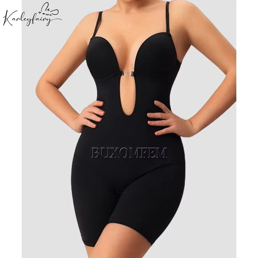 2024 Sexy Backless Shapewear Slim Fit Fajas Colombianas Girdle Women Full-Body Bodysuit with Bra X-Shape Invisible for Weddings